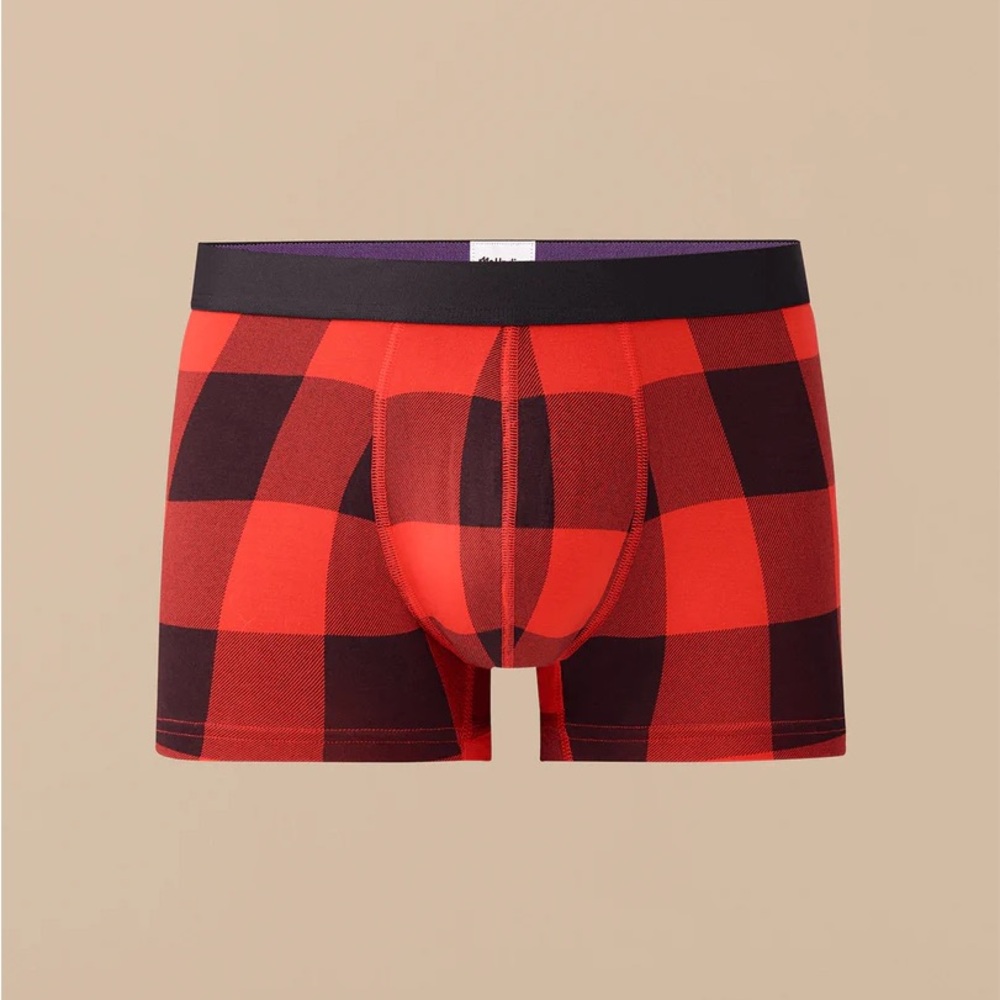 MeUndies UltraModal Core Trunk Mens Boxer Briefs Medium Red Black Plaid